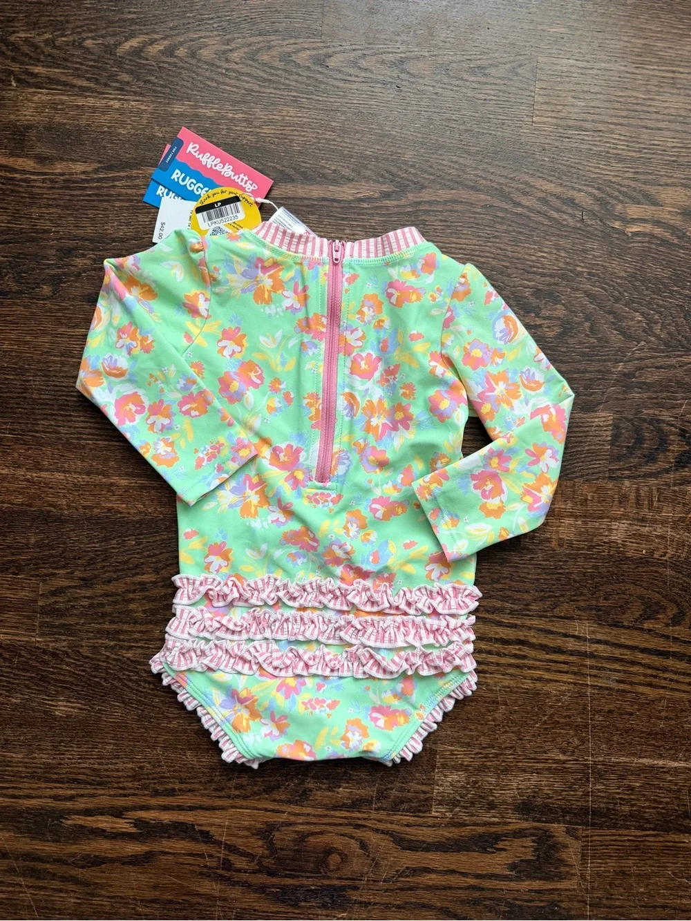 Rufflebutts Toddler Girls Long-Sleeve Floral Rash Guard One-Piece Swimsuit